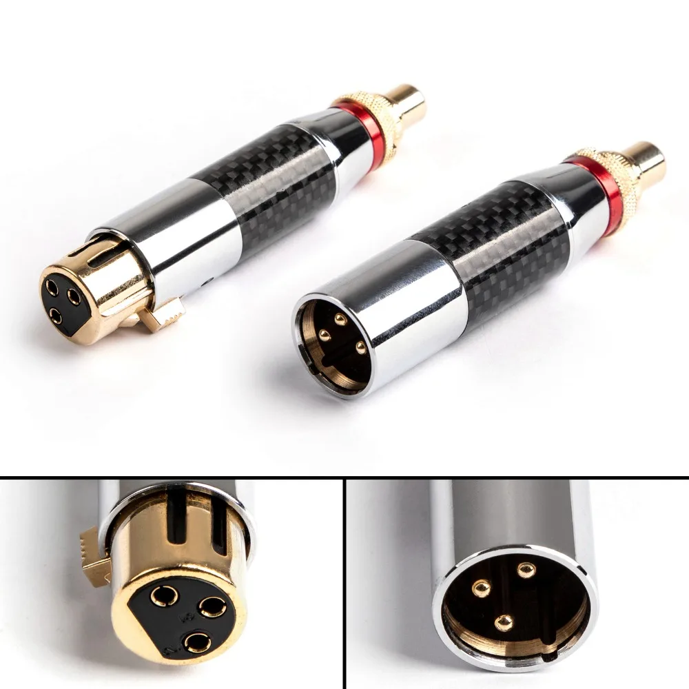 Areyourshop 1 пара углеродного волокна Xlr 3 Pin кабель аудио разъем и гнездо RCA Jack красный Лидер продаж позолоченный штекер Jack