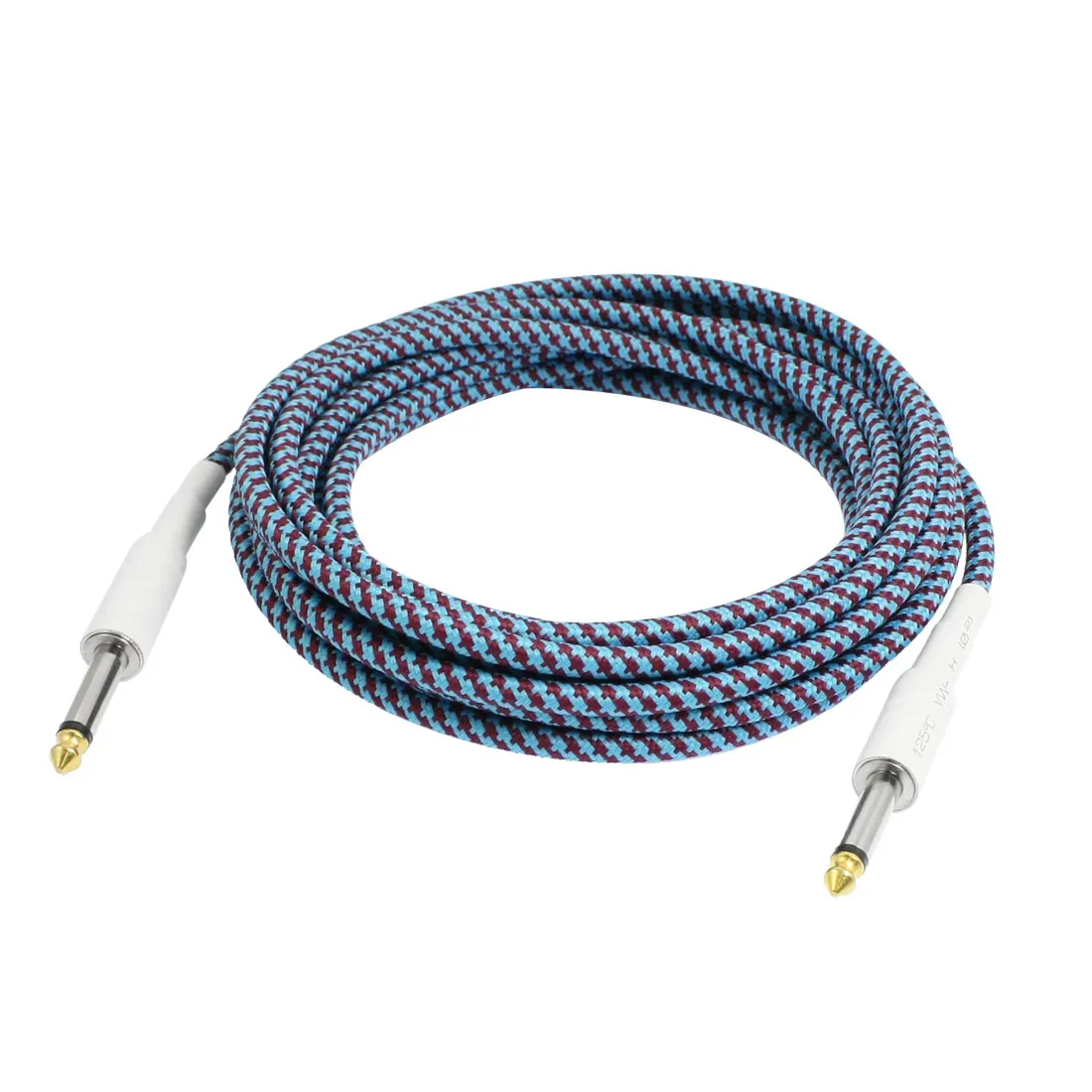 UXCELL 5M 6.3Mm Straight Jack Braided Electric Guitar Cable Blue Red