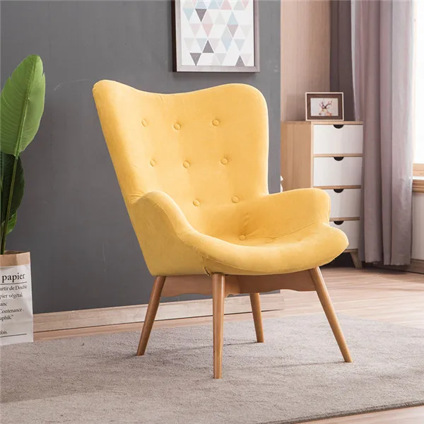 Mid Century современное расслабленное кресло, контурное кресло, мебель для гостиной, приглушенное тканевое кресло для рук, тканевое обивное кресло с акцентом - Цвет: Yellow Color