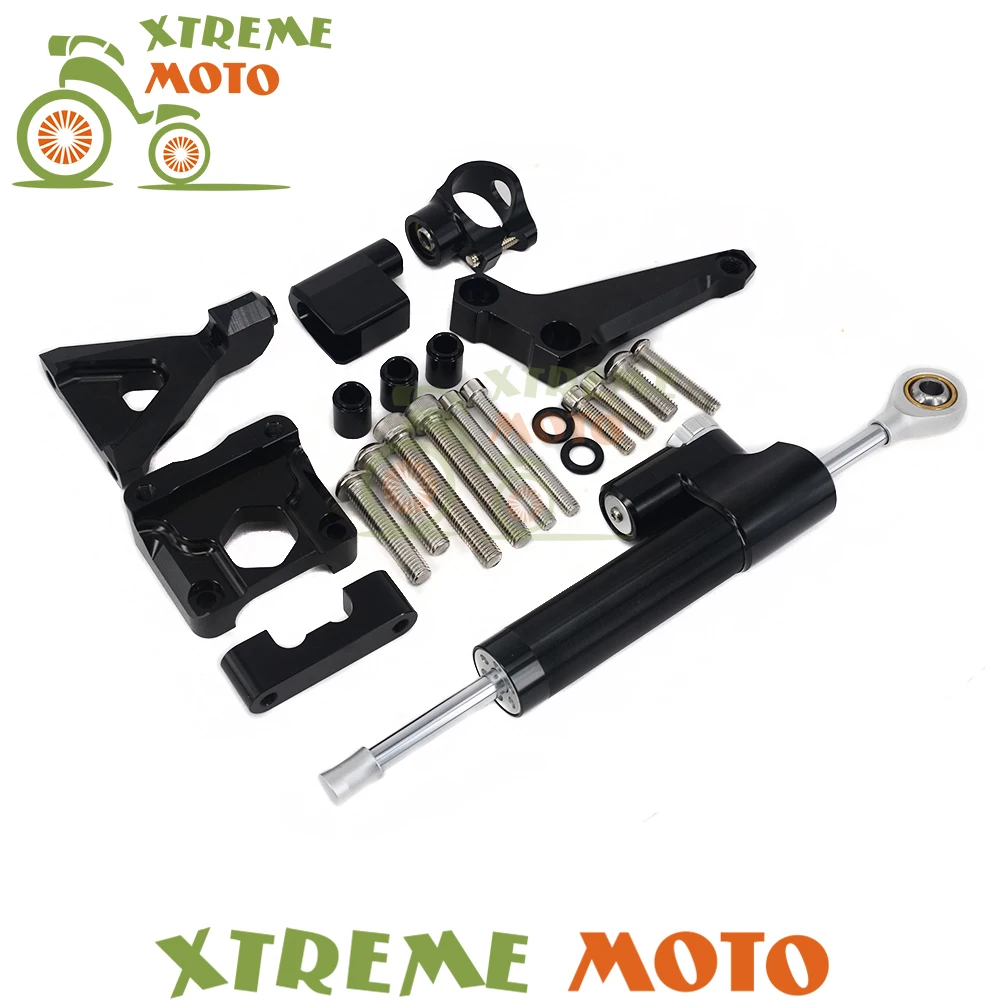 CNC Black Motorcycle Steering Damper Stabilizer Bracket Mounting