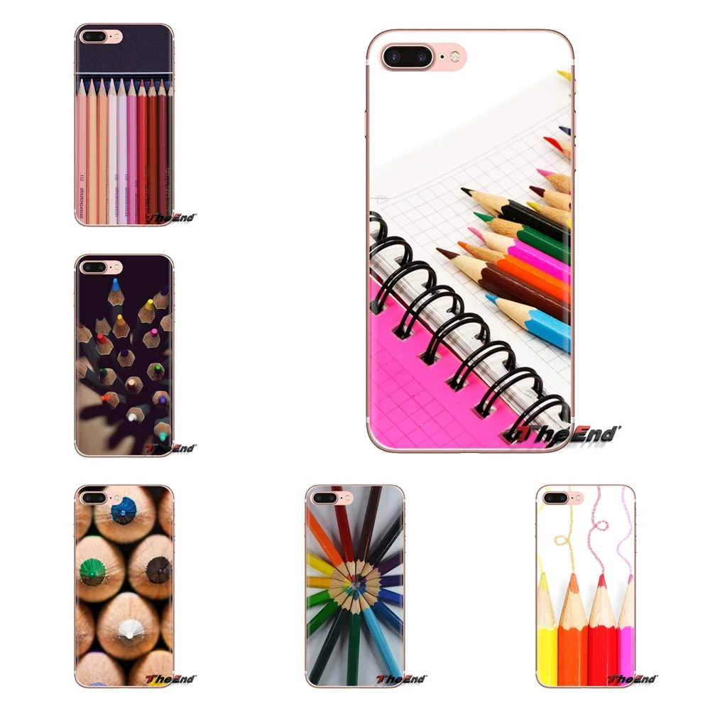 Colored pencils Transparent Soft Cases Covers For Samsung Galaxy S3 S4 S5 Mini S6 S7 Edge S8 S9 S10 Plus Note 3 4 5 8 9 |