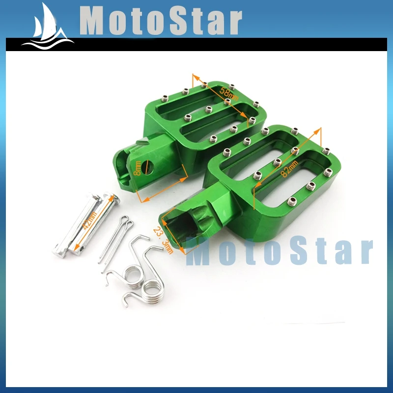 

Green Motorcycle Footpegs For Chinese Pit Dirt Bike Thumpstar XR50 CRF50 CRF70 SSR TTR SDG 50cc-160cc