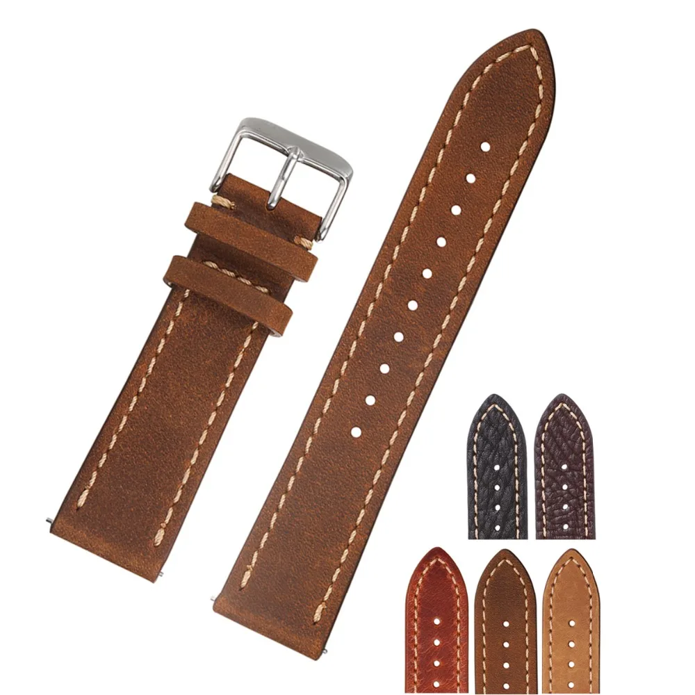 EACHE Quick Release Spring bar Genuine Leather Watch Strap 20mm 22mm