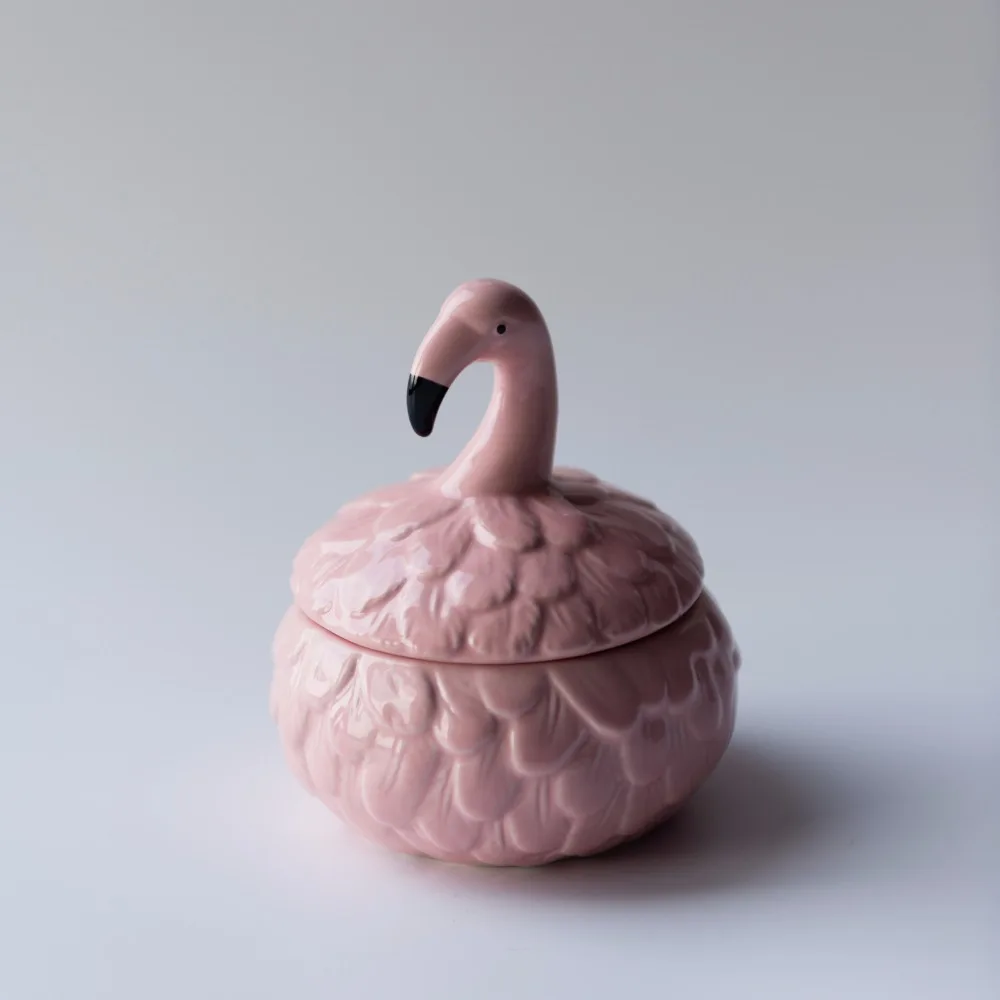 1pce The Danish design Ceramic creative storage jars, flamingo ceramic