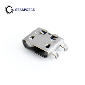 

50 pcs/lot 4 Feet 5Pin DIP Female Flat Port Micro USB Connector Jack Tail Plug Sockect Terminals Front foot hollow