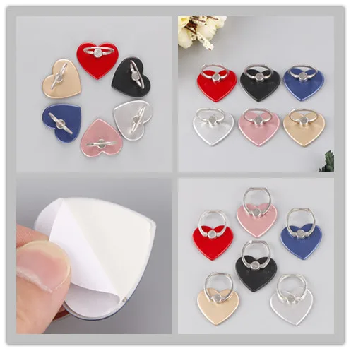 

Heart Shape Mobile Phone Stand Cell Phone Finger Ring Holder Multi Colors Finger Grip secure bracket For Samsung Huawei iphone