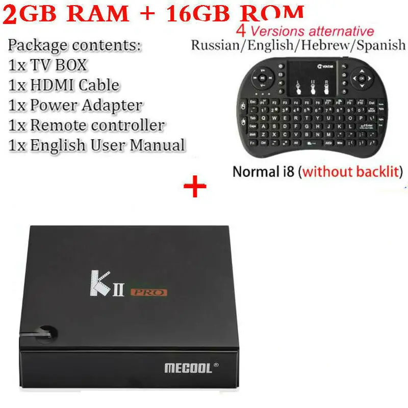 MECOOL KII PRO Android 7.1.1 ТВ приставка DVB-S2 DVB-T2 K2 PRO Amlogic S905D четырехъядерный 2G16G 4K Cline NEWCAMD 2,4/5 GHz двойной Wifi - Цвет: With Normal i8