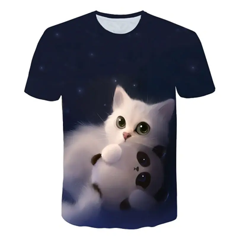 

2019 New Night cat lady T-shirt Men women's short sleeves top 3d harajuku Tees top animal T-shirt t shirt women Drop Ship M-5XL