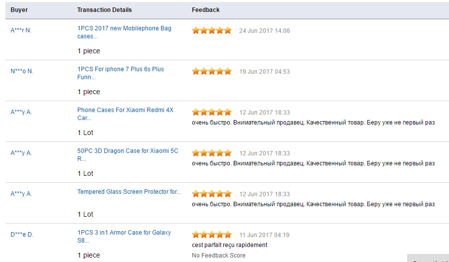 5 star feedback