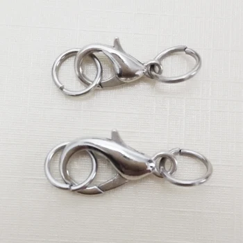 

Lobster claw clasps w/jump ring jewelry making Trigger Connector hook split beads pearl crimp Spring Snap Cord Texture Chain