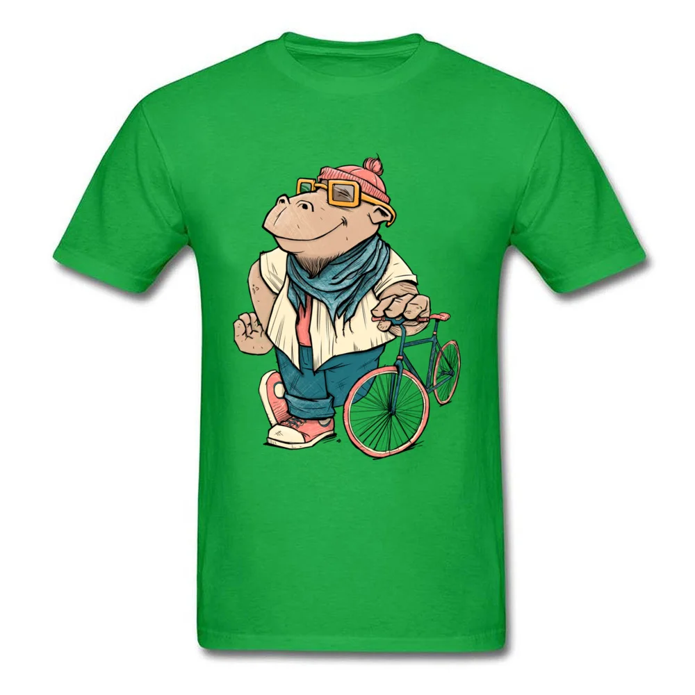 Hipster Hippo Youth T-shirts 2018 Popular Design Tops & Tees All Cotton Round Neck Short Sleeve Normal Clothing Shirt Fall Hipster Hippo green