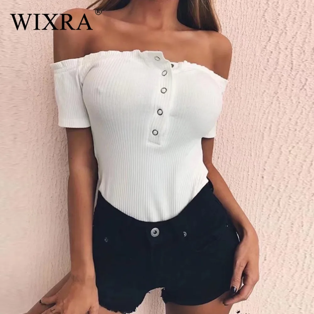 WIXRA الأساسية قبالة الكتف الكشكشة داخلية الجسم وزرة الصيف اللياقة البدنية مثير ارتداءها المرأة قصيرة الأكمام السروال القصير للنساء WIXRA الأساسية قبالة الكتف الكشكشة داخلية الجسم وزرة الصيف اللياقة البدنية مثير ارتداءها المرأة قصيرة الأكمام السروال القصير للنساء