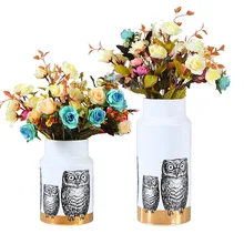 Креативная керамическая ваза в скандинавском стиле, украшение в виде совы, птичья банка сова, современный дом, модель дома для гостиной, банка с рисунком цветов, ремесло, Цветочная композиция
