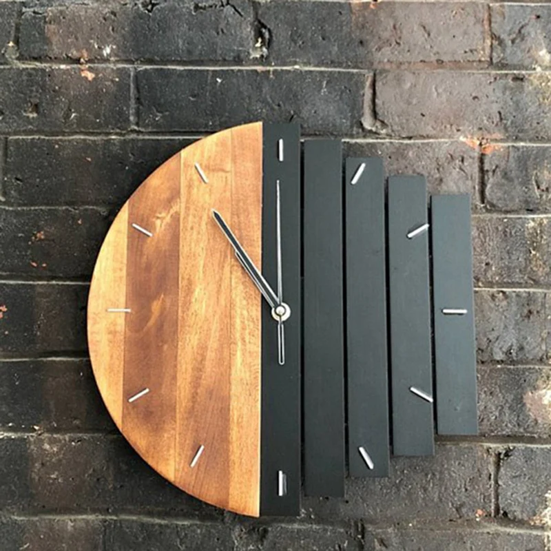 CSS деревянные настенные часы современный дизайн винтажные деревенские потертые часы тихие художественные часы украшение дома