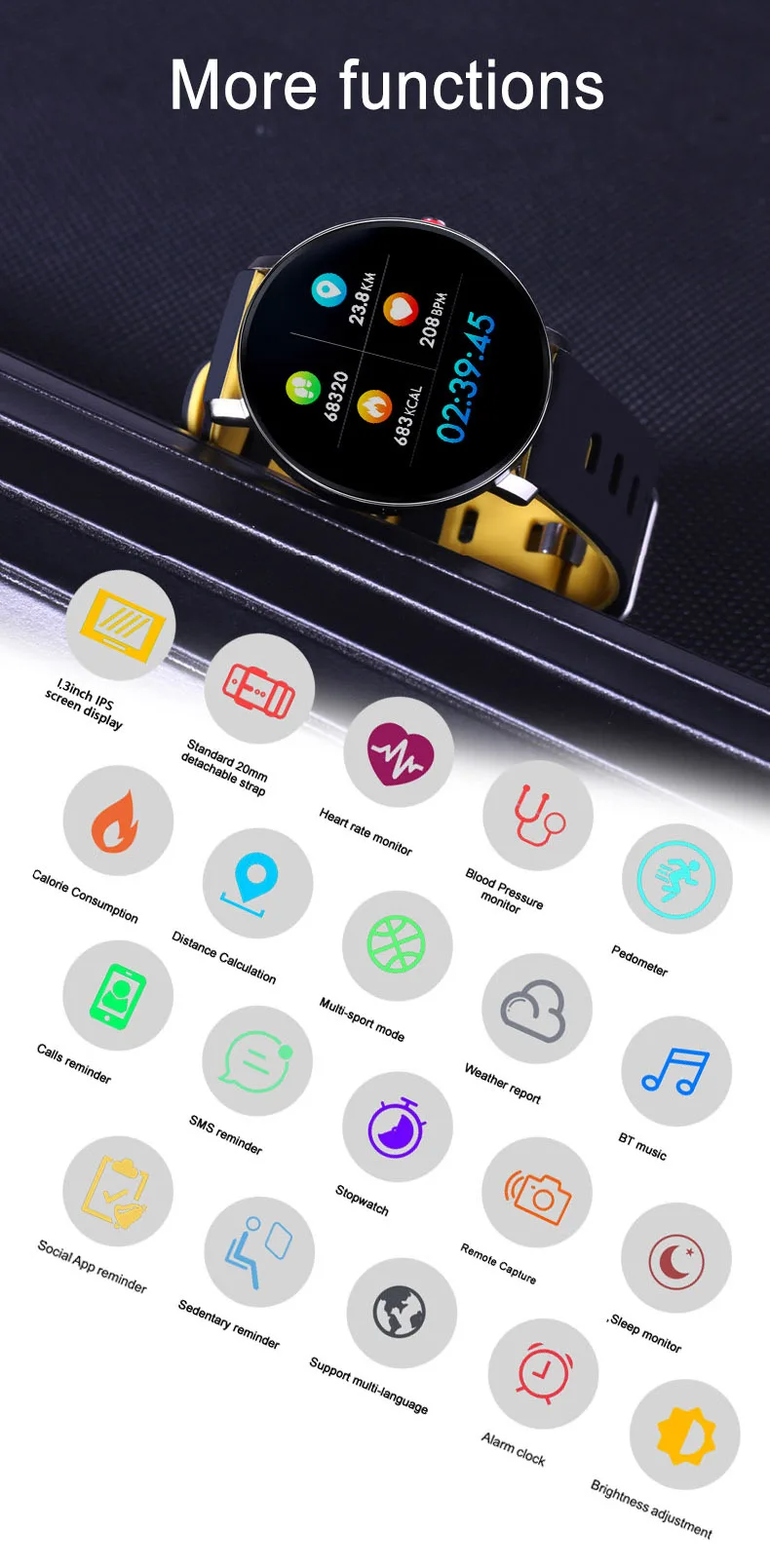 Смарт-часы SENBONO K9, IP68, водонепроницаемые, полный экран, цветной экран, монитор сердечного ритма, фитнес-трекер, спортивные мужские wo мужские умные часы