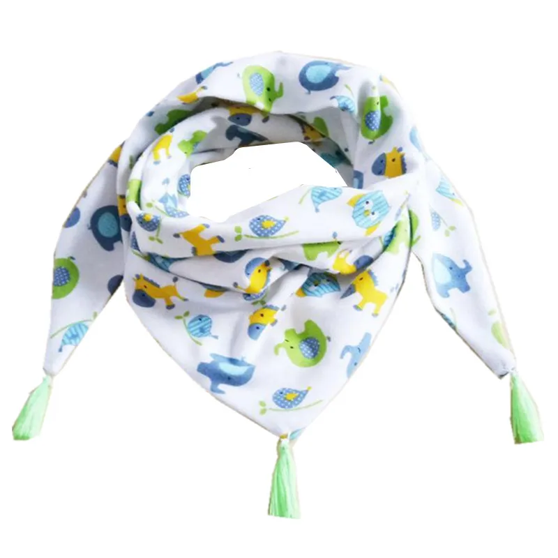 Треугольный хлопковый шарф, полотенце для малышей, осенне-зимняя шаль для девочки, детский шейный платок, детский шарф - Цвет: elephant