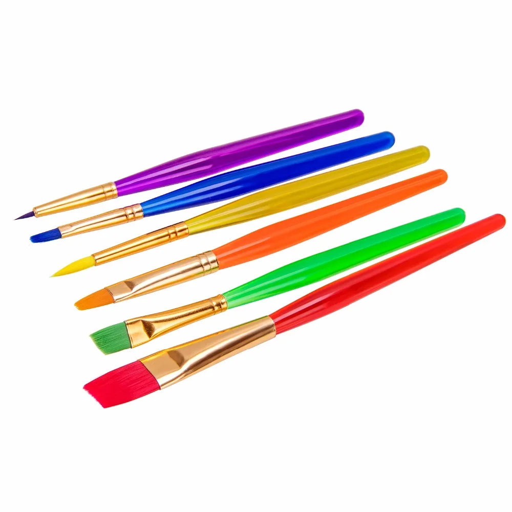 

Bainyo 6Pcs Different Size Watercolor Brush Colored Brush Nylon Hair Artist Paint Brush Set Oil Acrylic Painting Supplies