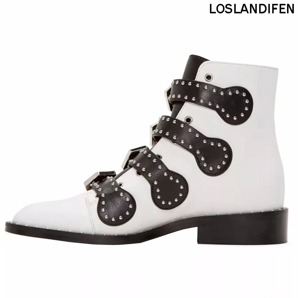 

New Fashion Design Handcrafted Western Style Boots Metal Dots Deco Simple Style Hot Sale Spring Autumn Dailywear Booties XD733