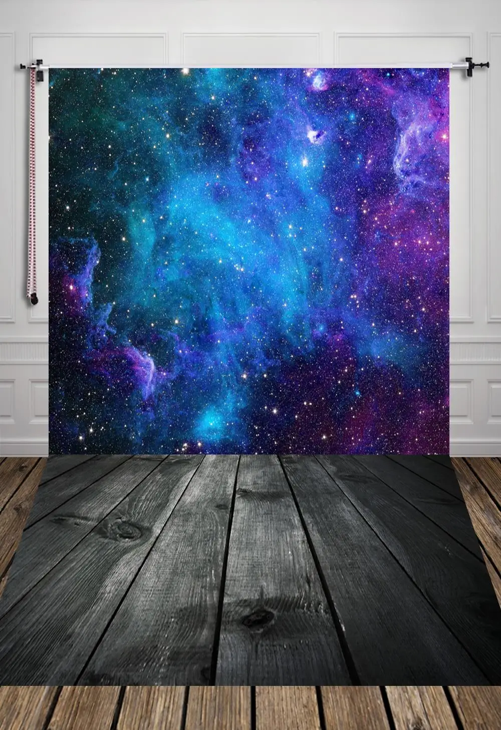 

HUAYI custom backdrop Spectacular Universe Galaxy Space Star Dust blue Celestial Nebula Decor Astronomy background with floor