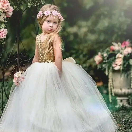 Pudcoco/платье подружки невесты для девочек; платье принцессы на свадьбу; элегантное бальное платье без рукавов; детское праздничное платье с цветочным узором и блестками для девочек