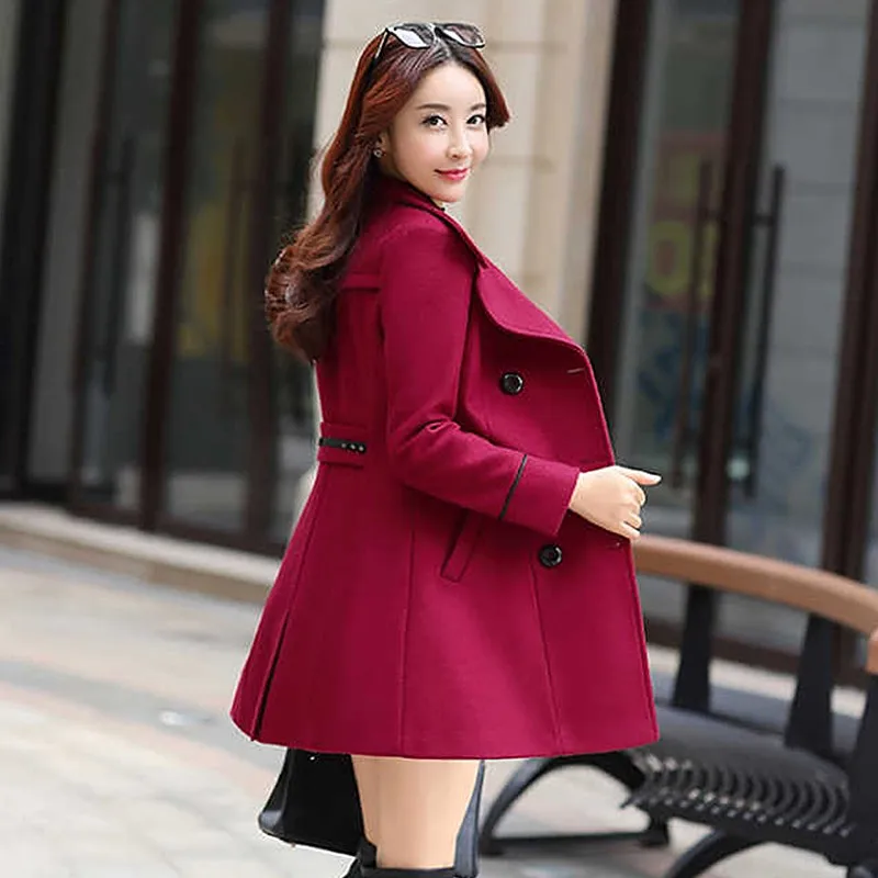 Wisalo женское Шерстяное теплое длинное пальто размера плюс, женское приталенное шерстяное пальто с отворотом, осенне-зимняя кашемировая верхняя одежда