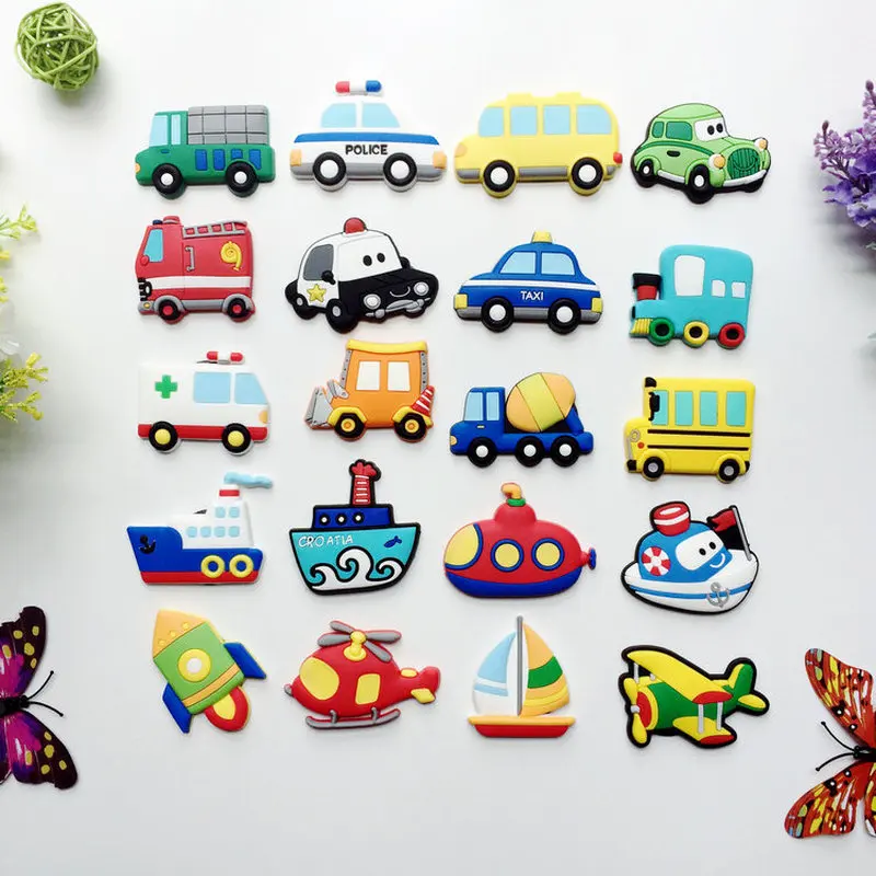 

1Pcs Silicone Cartoon Car Transportation Fridge Magnets Whiteboard Sticker Refrigerator Magnets Kids Gifts Home Decoration