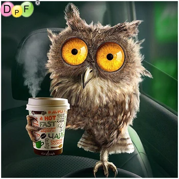 

DPF diamond embroidery DIY cartoon coffee owl 5D crafts diamond painting cross stitch needlework Gift mosaic square home decor