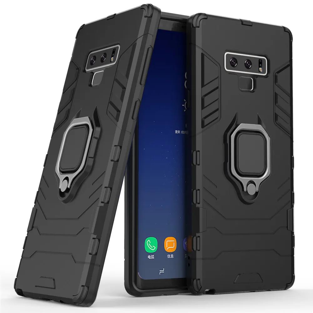 

For Galaxy Note 9 Case Cover Silicone Tpu And Hard Pc Ultra Luxury Armor Shockproof Metal Ring Holder Case For Galaxy Note 9