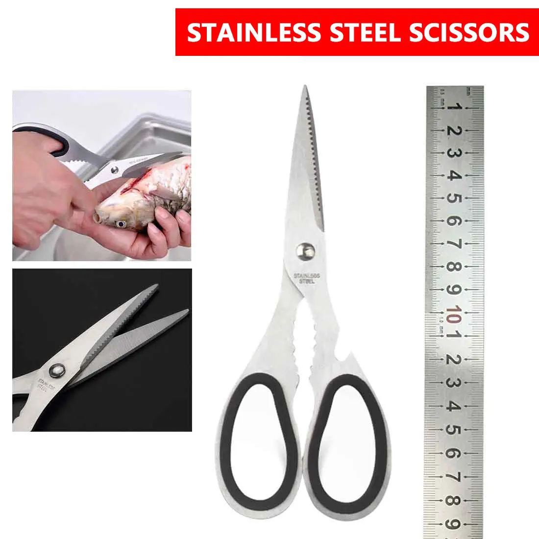 Shears Tool Home Kitchen Scissors Stainless Steel for Chicken Poultry Fish Meat Vegetables Herbs BBQ Shears Tool Home Kitchen Scissors Stainless Steel for Chicken Poultry Fish Meat Vegetables Herbs BBQ