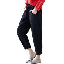 Vintage Cotton Linen Pants For Women Trousers Loose Casual Solid Color Women Harem Ankle-Length Pants summer harem pants for baby girl clothes cotton and linen pants trousers ankle length flower print pants children leggings