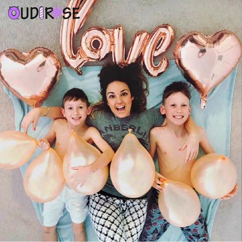 

12inch Rose Gold Latex Confetti Balloon Aluminum Film Number Balloon Happy Birthday Party Decoration Baby Shower Wedding Supplie