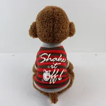 Одежда для собак для маленьких собак кошка полоса красный животное футболка Демисезонный модные хлопковые Блузки для малышек щенок костюм XS~ L F126