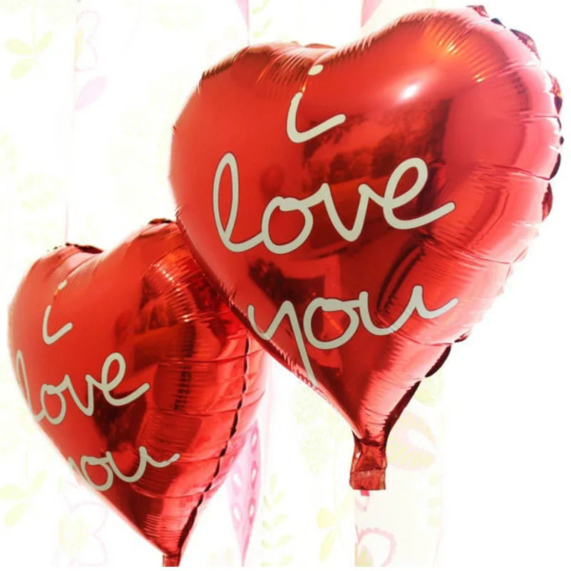 Красное сердце фольги воздушный шар любовь печатных День Святого Валентина свадебные украшения вечерние принадлежности 18 дюймов 20 шт./лот