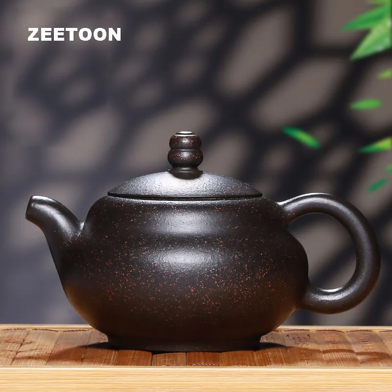 

220cc Authentic Yixing Teapot Black Gold Sand Gourd Pot Master Handmade Chinese Tea Maker Purple Clay Tea Pot Tea Set Teaware