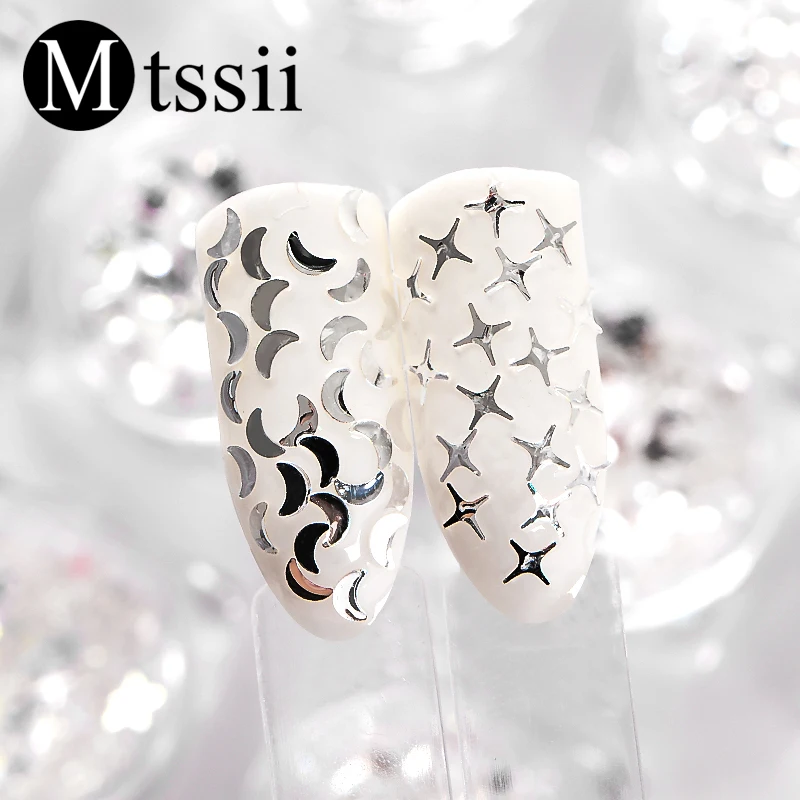 

Mtssii 1g Moon Star Image Nail Art Sequin Rhombus Geometric Shape Spangles for Nails Silver Color Nail Flake For a Manicure