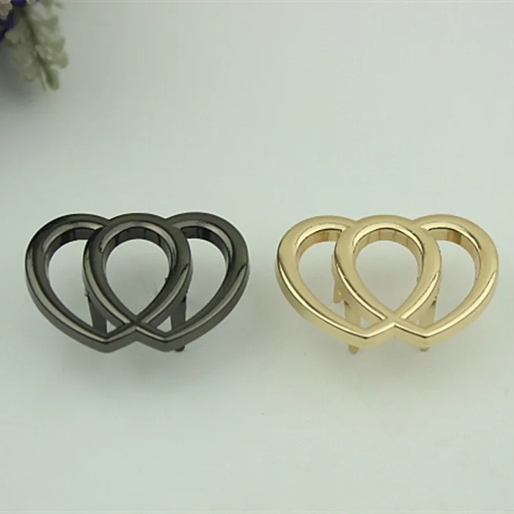 20pcs/lot luggage bag hardware accessories metal decorated buckle shoe buckle Double heart clasp adornment hardware accessories