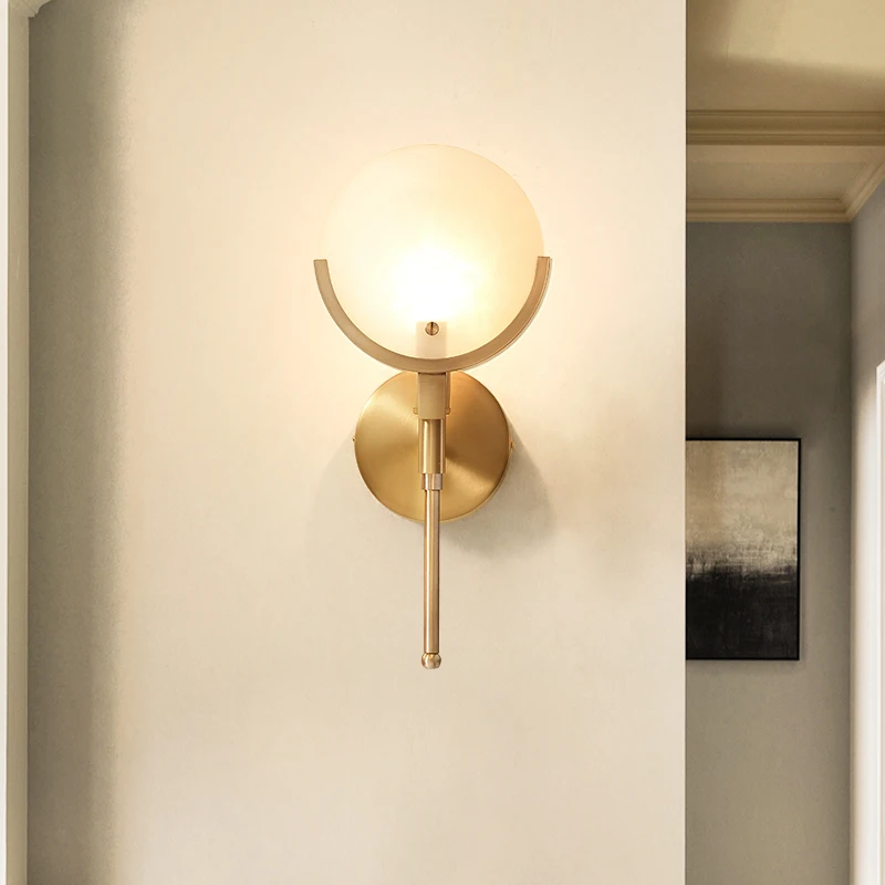 Скандинавский Лофт стеклянный Золотой светодиодный настенный светильник для спальни арт минималистичное прикроватное настенное бра для коридора