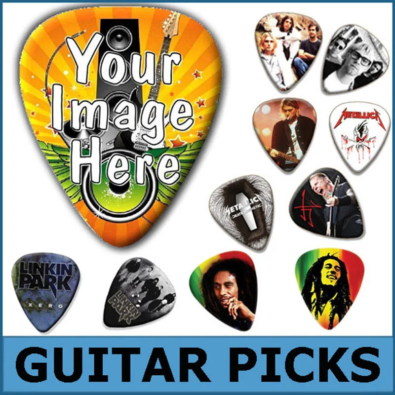 

Custom Designed Guitar Picks Celluloid/Nylon/Derlin Assorted Material LOGO/Design Printing