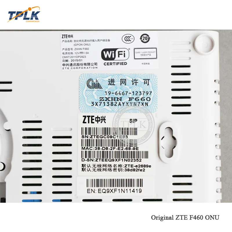Second hand zte F460 EPON с оптическим сетевым блоком и окончанием 4FE + 2 голосовых горшка wifi