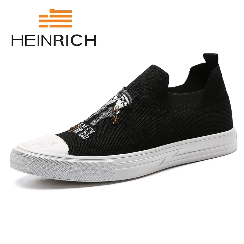 

HEINRICH New High Top Winter Casual Men Shoes Lace-Up Breathable Men Shoes Genuine Leather Black Flat Shoes Ayakkabi Erkek