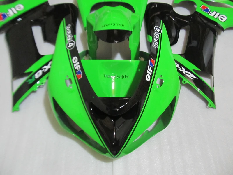 Бесплатная Настройка формы обтекателя комплект для Kawasaki ninja ZX6R 05 06 зелено черные