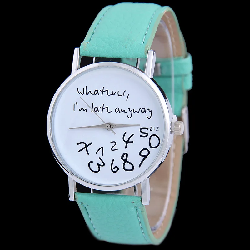 Mance WhatsApp I am Late в любом случае с буквенным узором кожаные мужские и женские часы