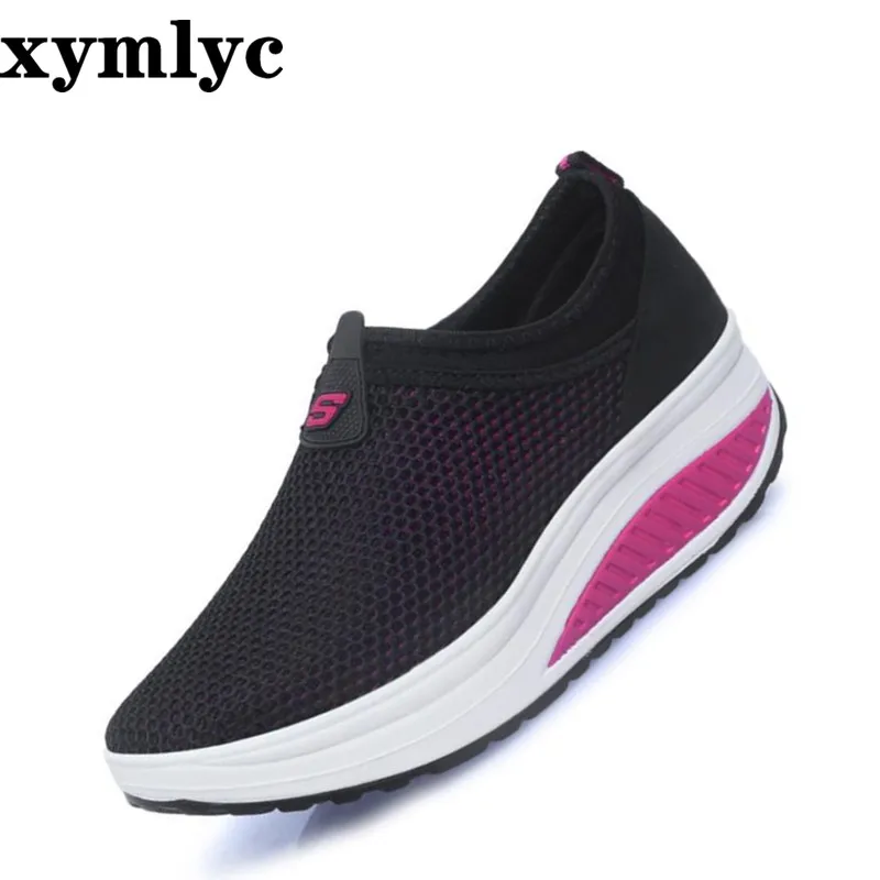 

Summer Korean version female shallow mouth casual nonslip single shoes mesh thick bottom wedges breathable set feet flat shoes