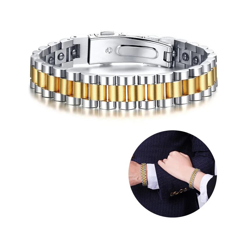 

Watch-Style Black Hematite Magnetic Therapy Bracelet for Men Women Stainless Steel Couples Jewelry