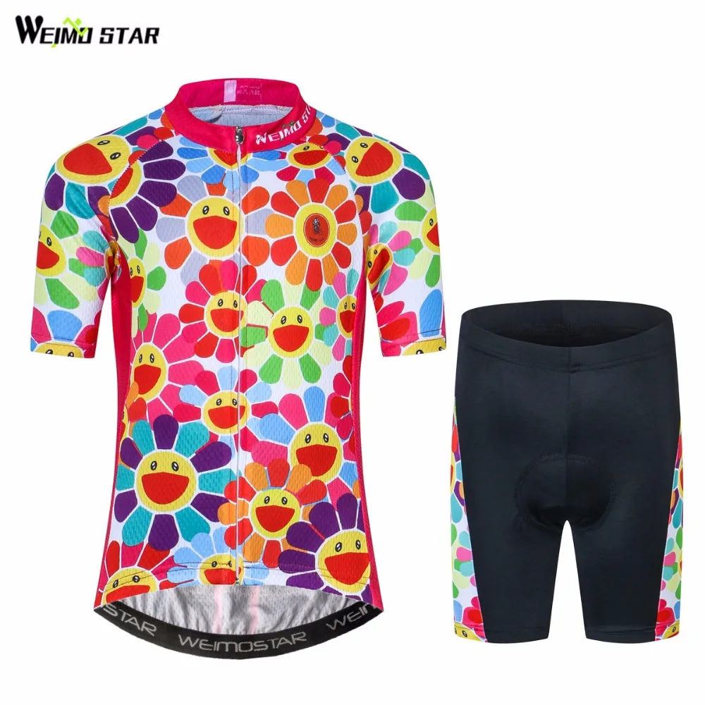 

2018 WEIMOSTAR Cycling Jersey kids summer Bike jersey mtb maillot outdoor racing ropa ciclismo girls sunflower children Clothing