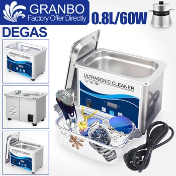 

800ml Stainless Steel Bath Ultrasonic Cleaning Machine 60W Piezoelectric Transducer Glasses Cellphone Board Jewelry Washer