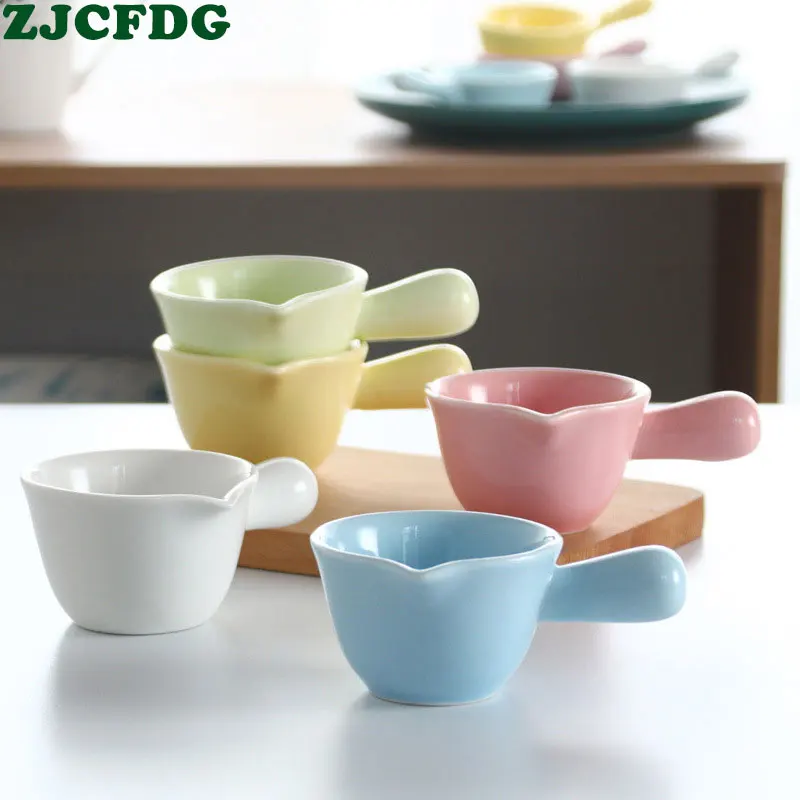 

Western-style dish with handle mini ceramic small milk pot pot steak juice bucket milk coffee cup glass dessert bowl