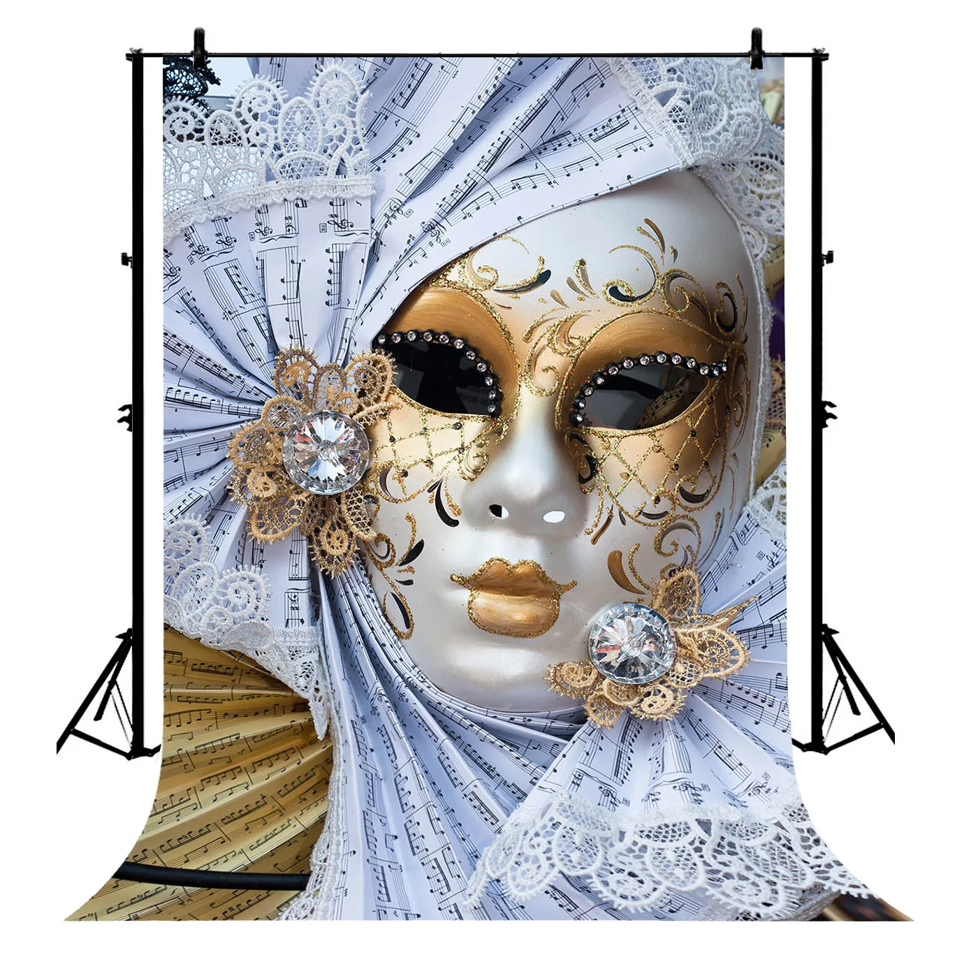 

5x7ft Masquerade Mask Fiesta Birthday Music Party Polyester Photo Background Portrait Backdrop