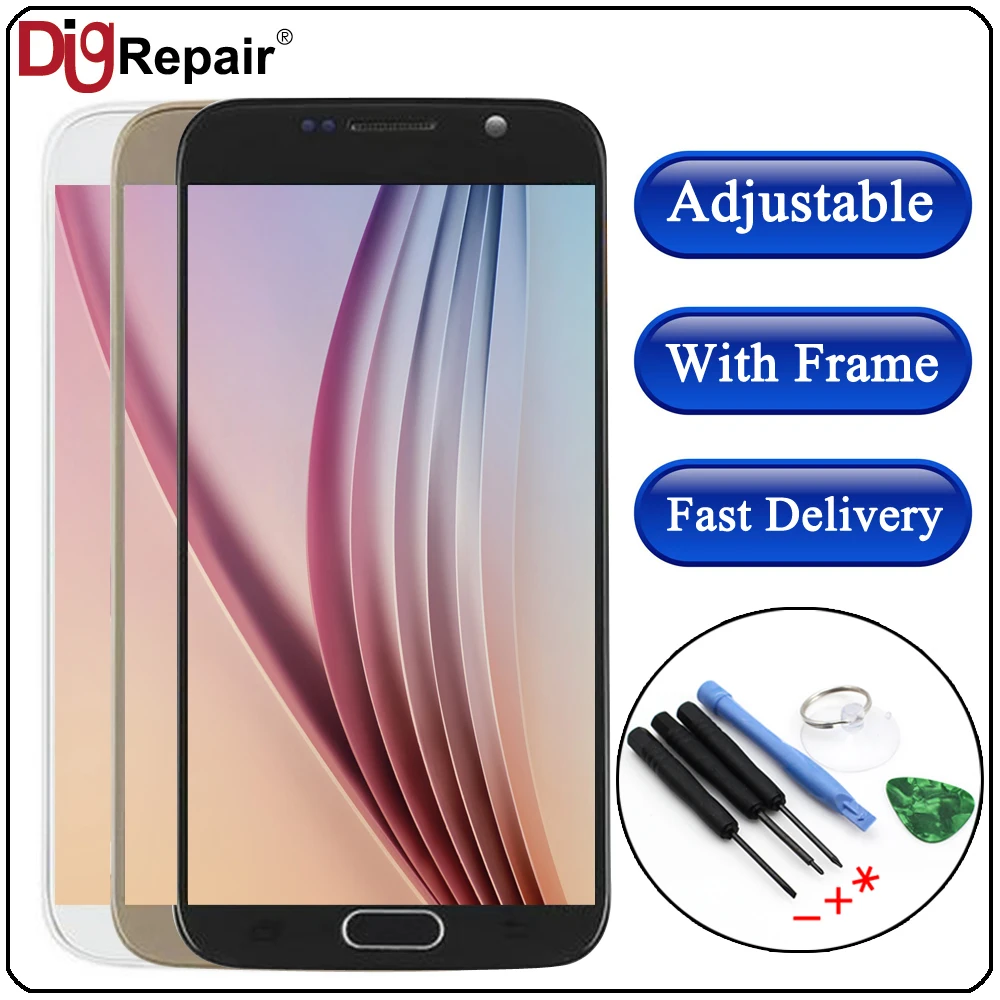 

g920f lcd For SAMSUNG GALAXY S6 G920 G920F LCD Display Touch Screen Digitizer Replacement Frame g920f display For Samsung S6 lcd