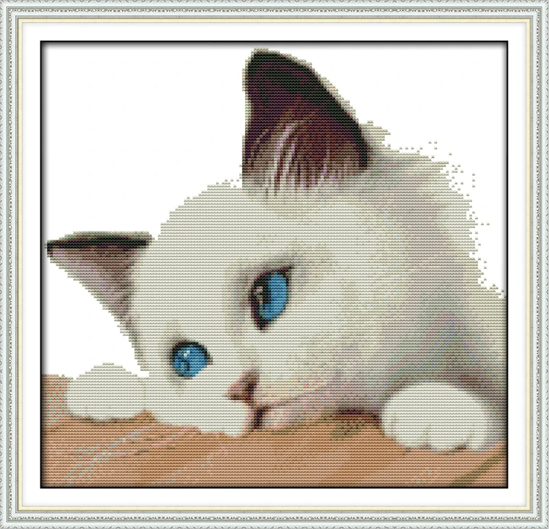 

Blue cat, counted printed on fabric DMC 14CT 11CT Cross Stitch kits,embroidery needlework Sets, Home Decor